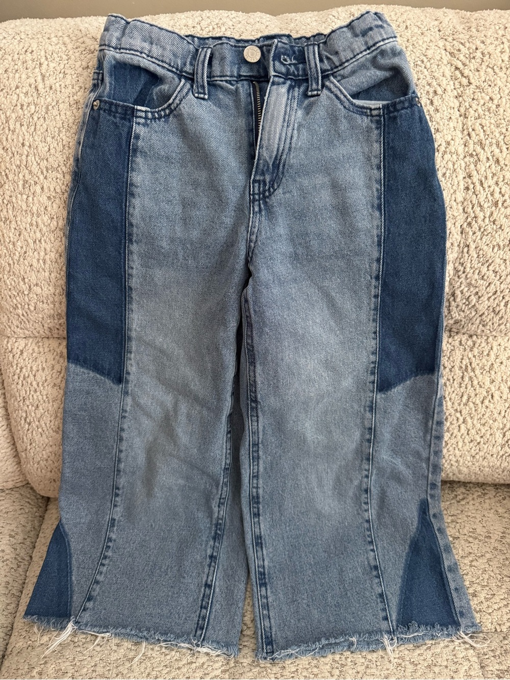 Girls Two-Tone Denim Jeans - Blue